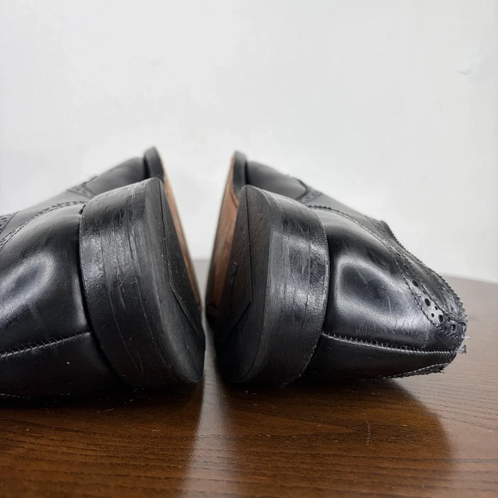 Allen Edmonds Sandford Shoes Men's 9 E Black Leather Cap Toe Brogue Oxford Dress